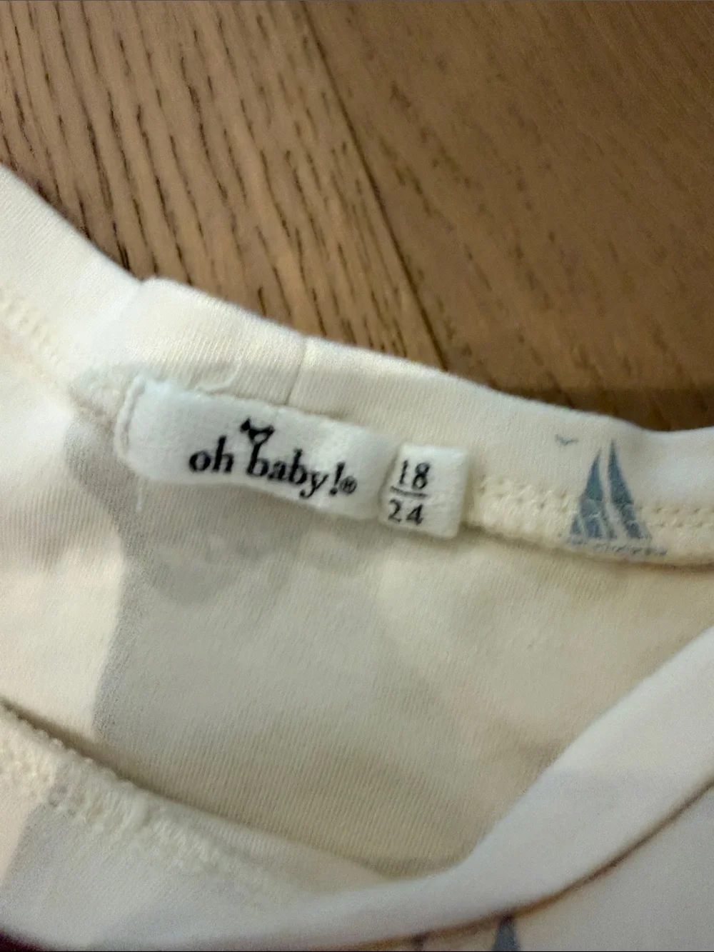 Oh baby! Cream Baby Two-Piece Set with Light Blue Sailboat Print